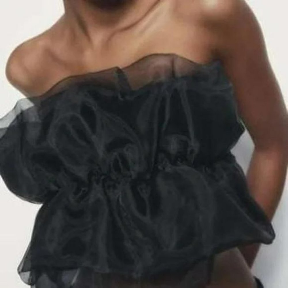 ZARA ORGANZA BANDEAU TOP